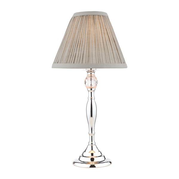 (image for) Laura Ashley Ellis Table Lamp Polished Chrome With Grey Shade